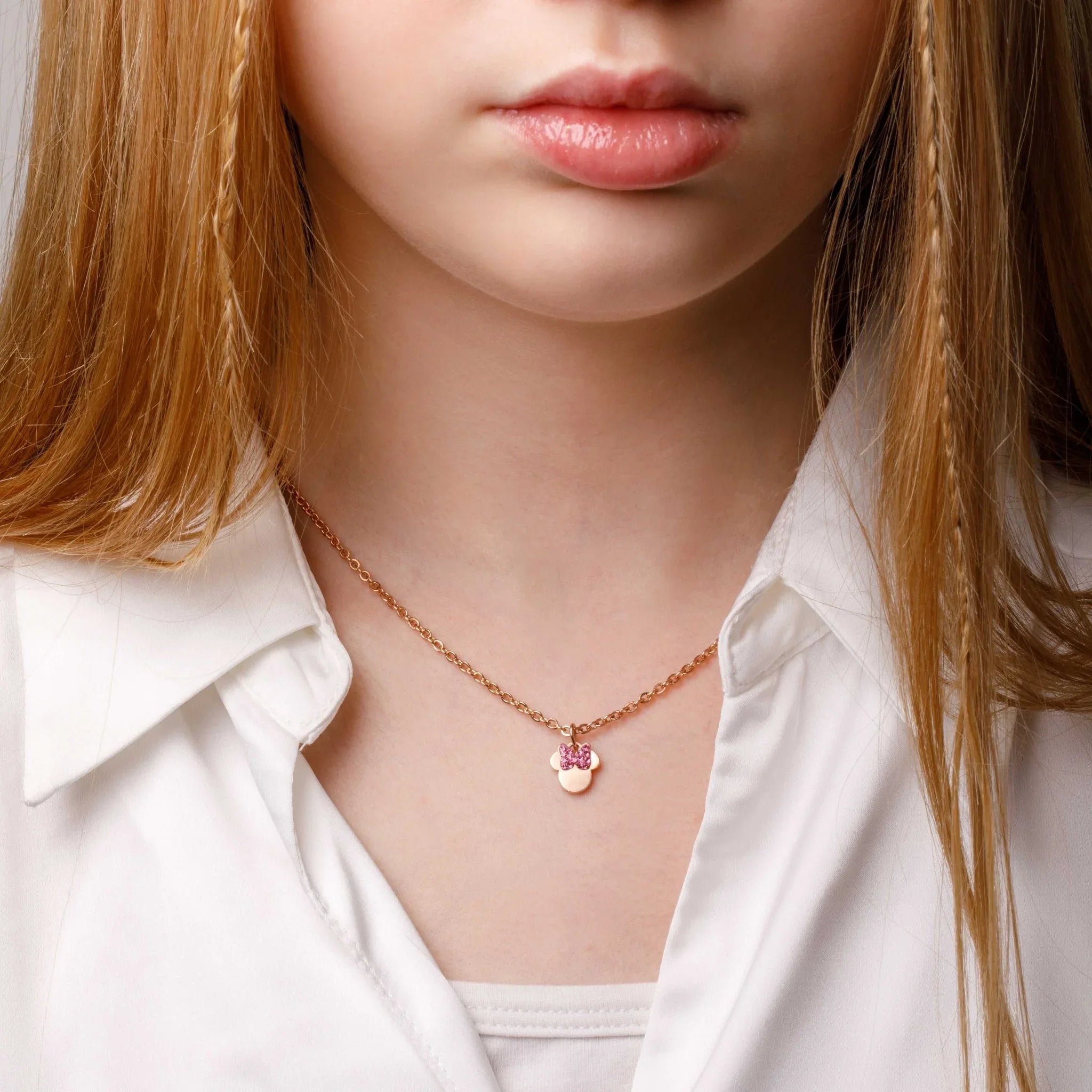 Collana Minnie con Fiocco Rosa - Oro Rosato - VitaMea