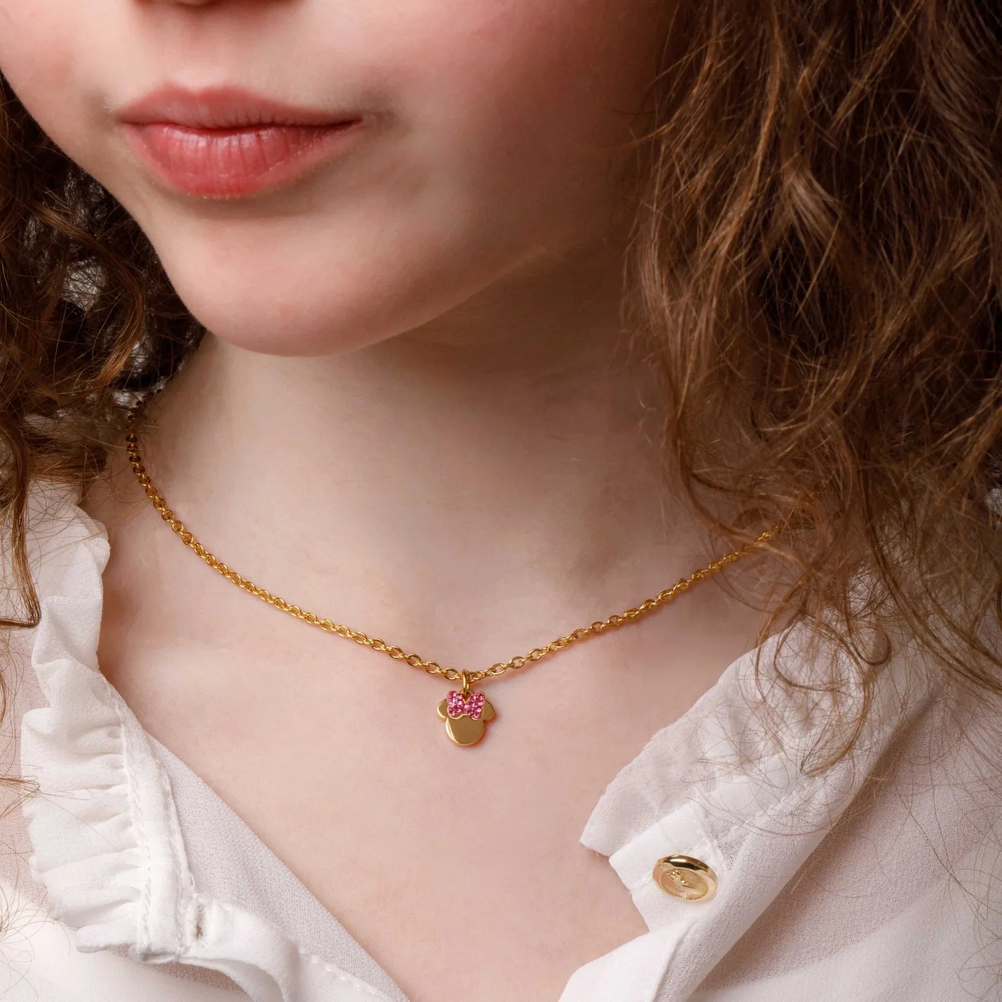Collana Minnie con Fiocco Rosa - Oro - VitaMea