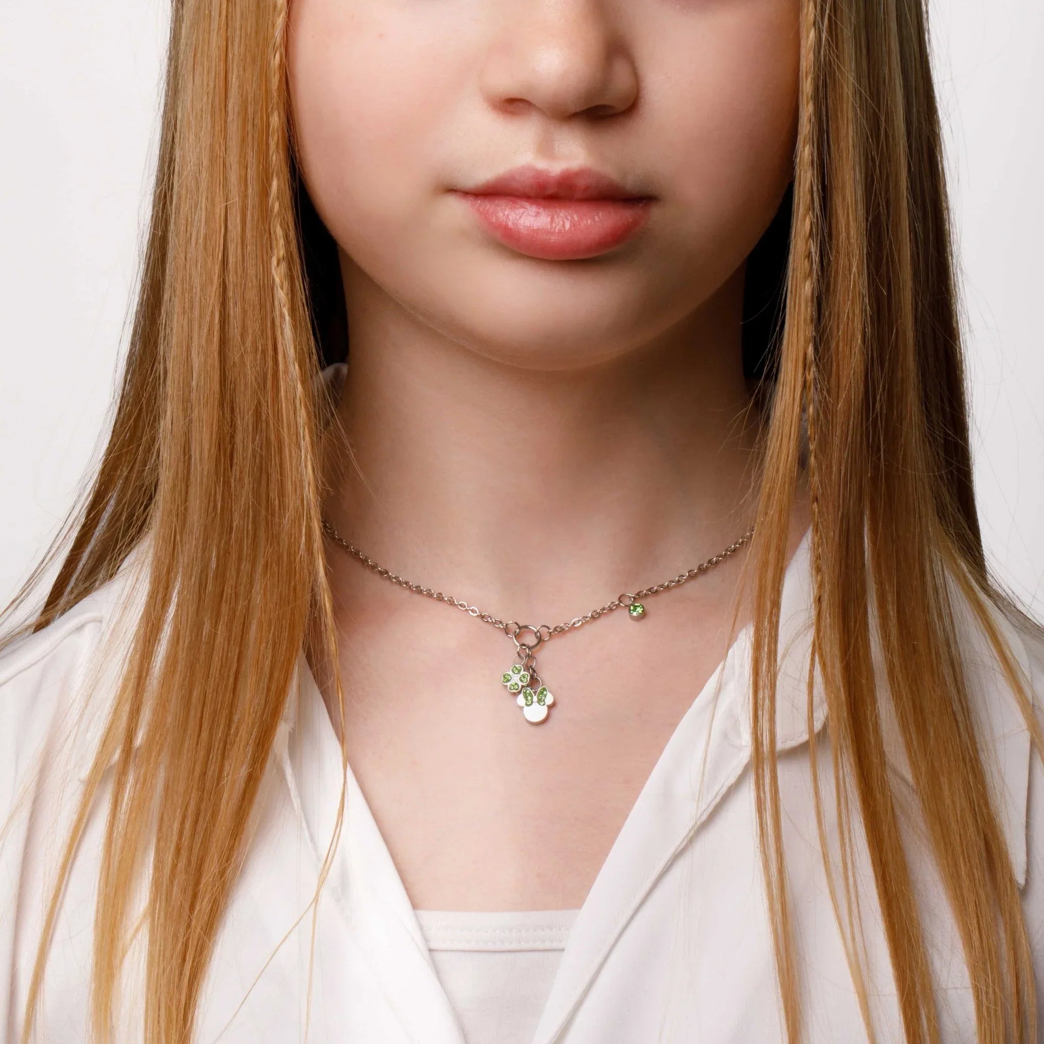 Collana Minnie con Quadrifoglio - Argento, Verde - VitaMea
