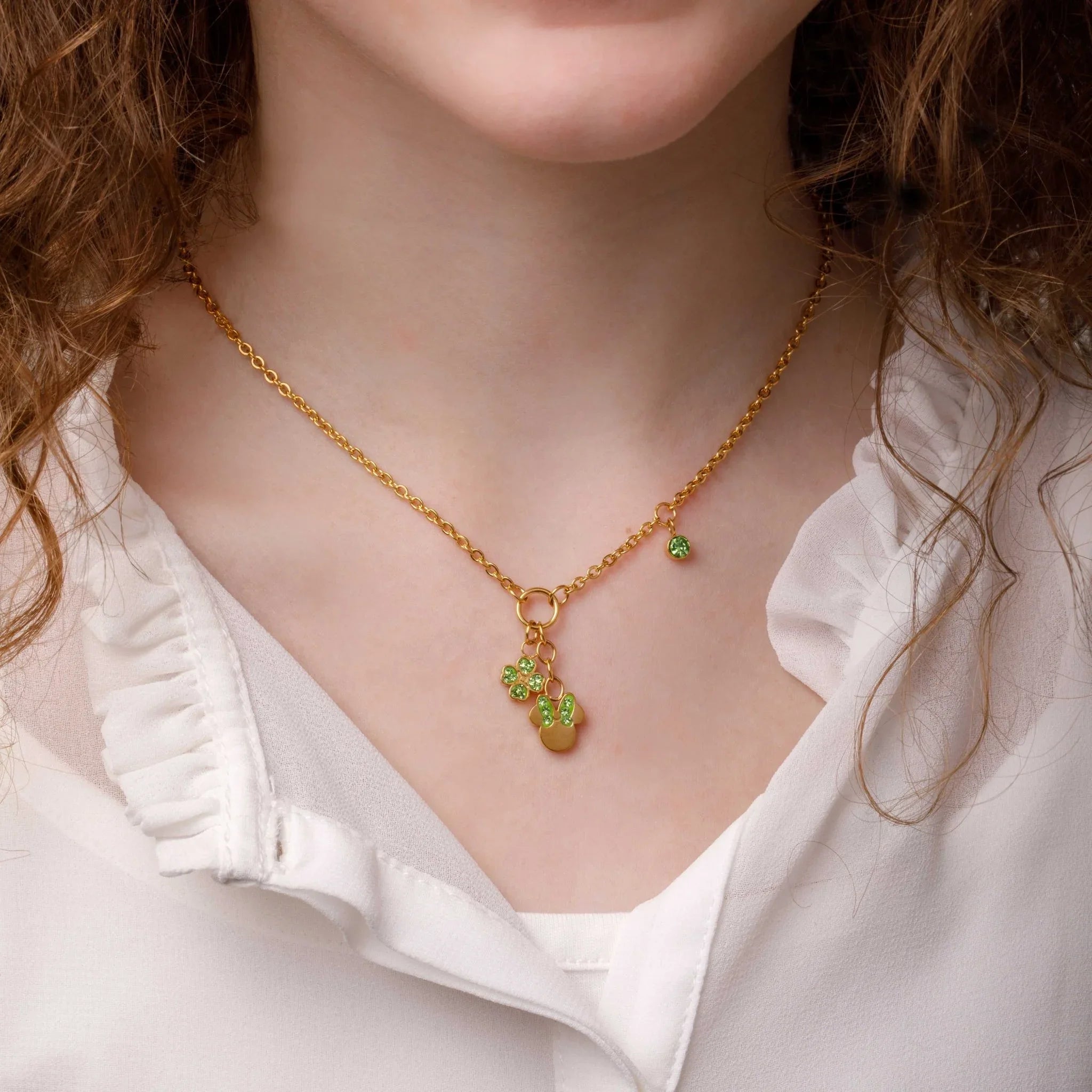 Collana Minnie con Quadrifoglio - Oro, Verde - VitaMea