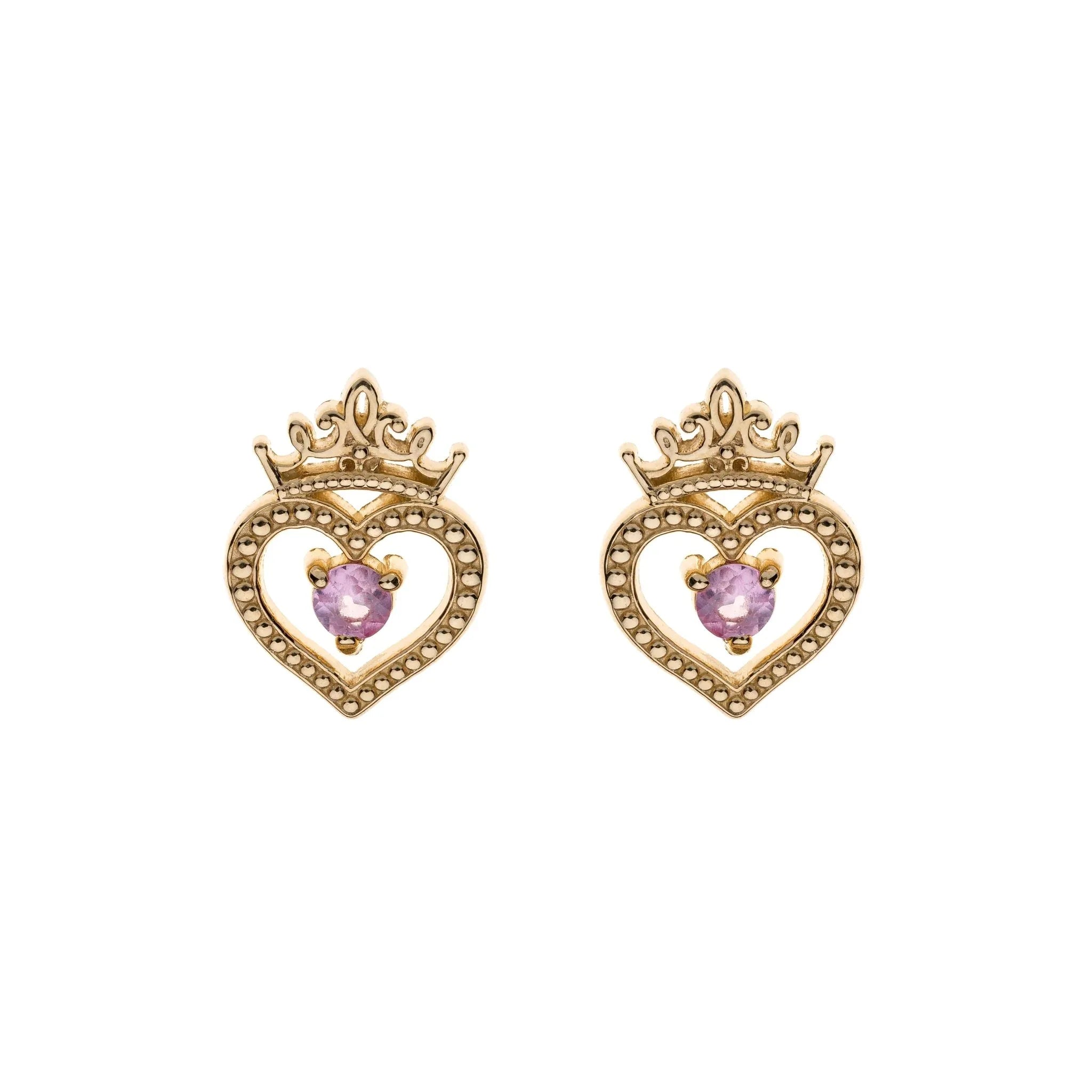 Orecchini Cuore Principessa - Oro e Zaffiro Rosa - VitaMea