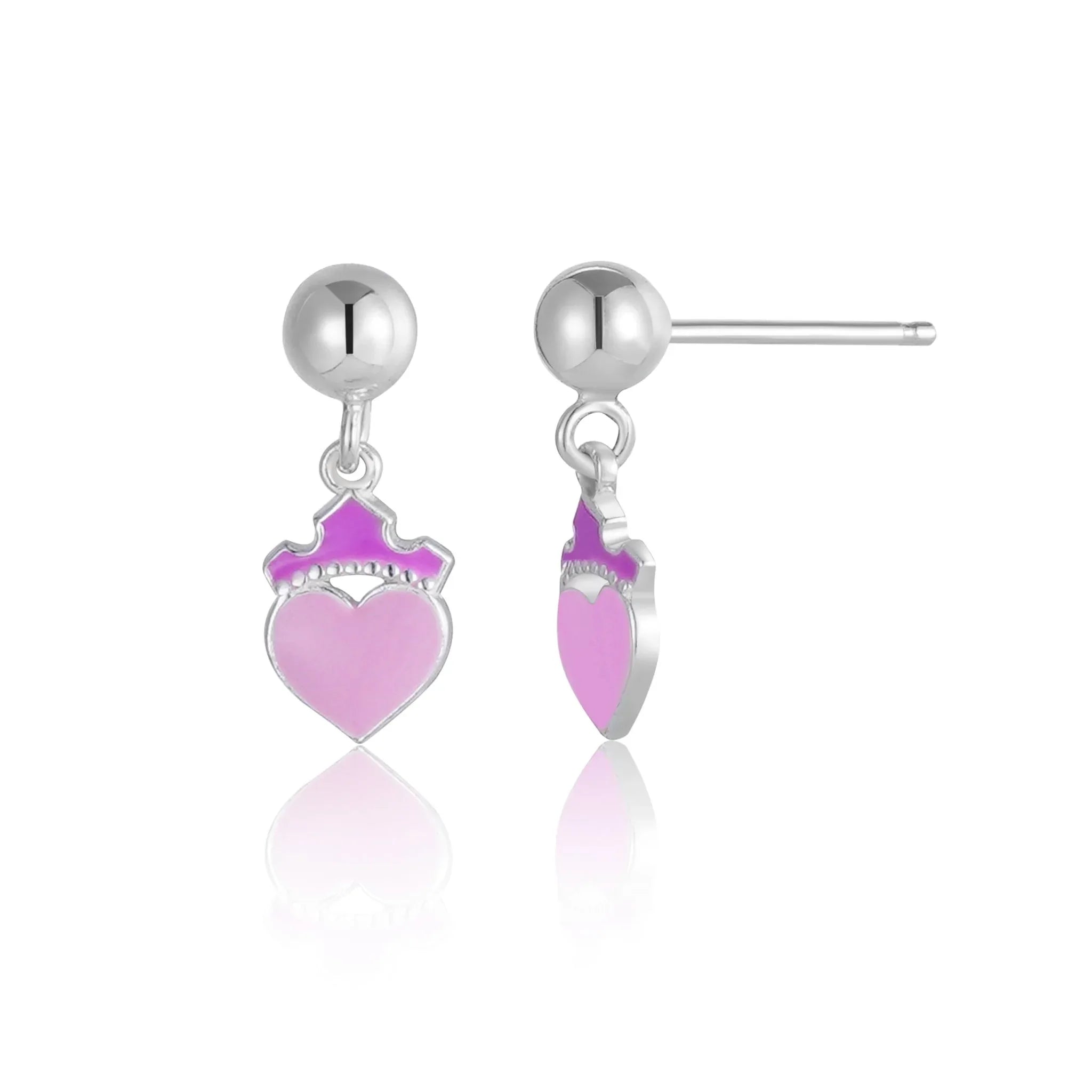 Orecchini Principesse - Baby - Argento, Cuore Fucsia - VitaMea