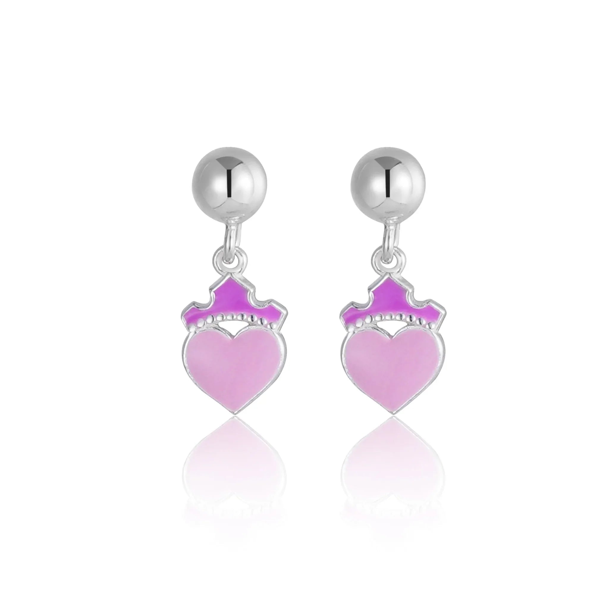 Orecchini Principesse - Baby - Argento, Cuore Fucsia - VitaMea