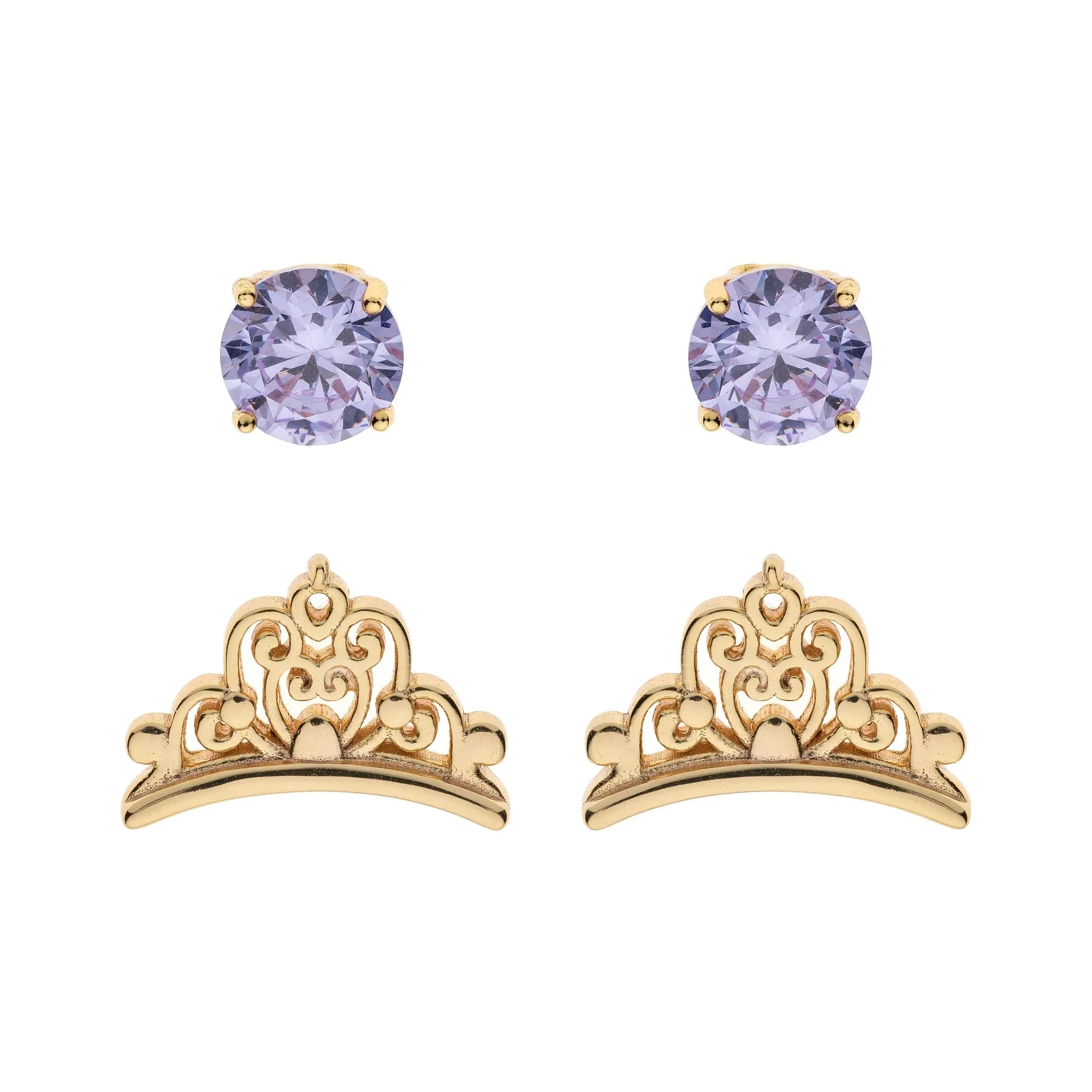 Set Orecchini Corona di Cenerentola - Oro, Viola - VitaMea