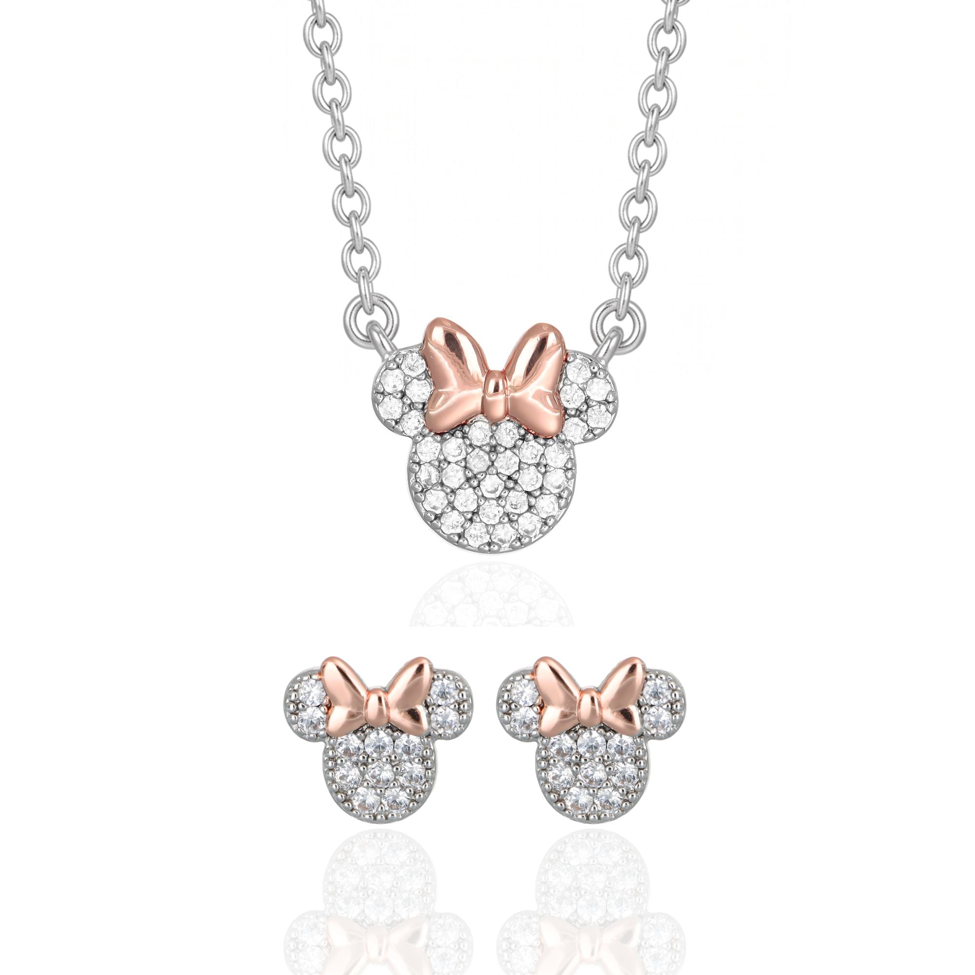 Set Collana e Orecchini Minnie Mouse Pavé Rose Gold - Disney