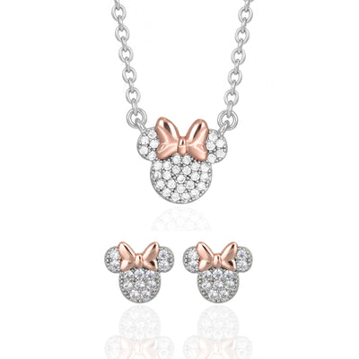 Set Collana e Orecchini Minnie Mouse Pavé Rose Gold - Disney