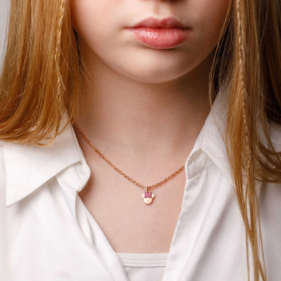 Collana Minnie con Fiocco Rosa - Oro Rosato - VitaMea