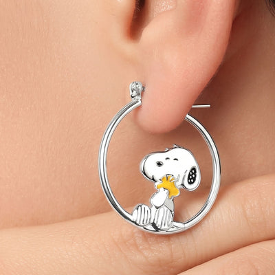 Orecchini a Cerchio Snoopy & Woodstock - Peanuts - VitaMea - EF01487SL.CS - Orecchini -