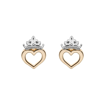 Orecchini Cuore Principessa - Ciondolo Cuore Oro Con Corona - VitaMea