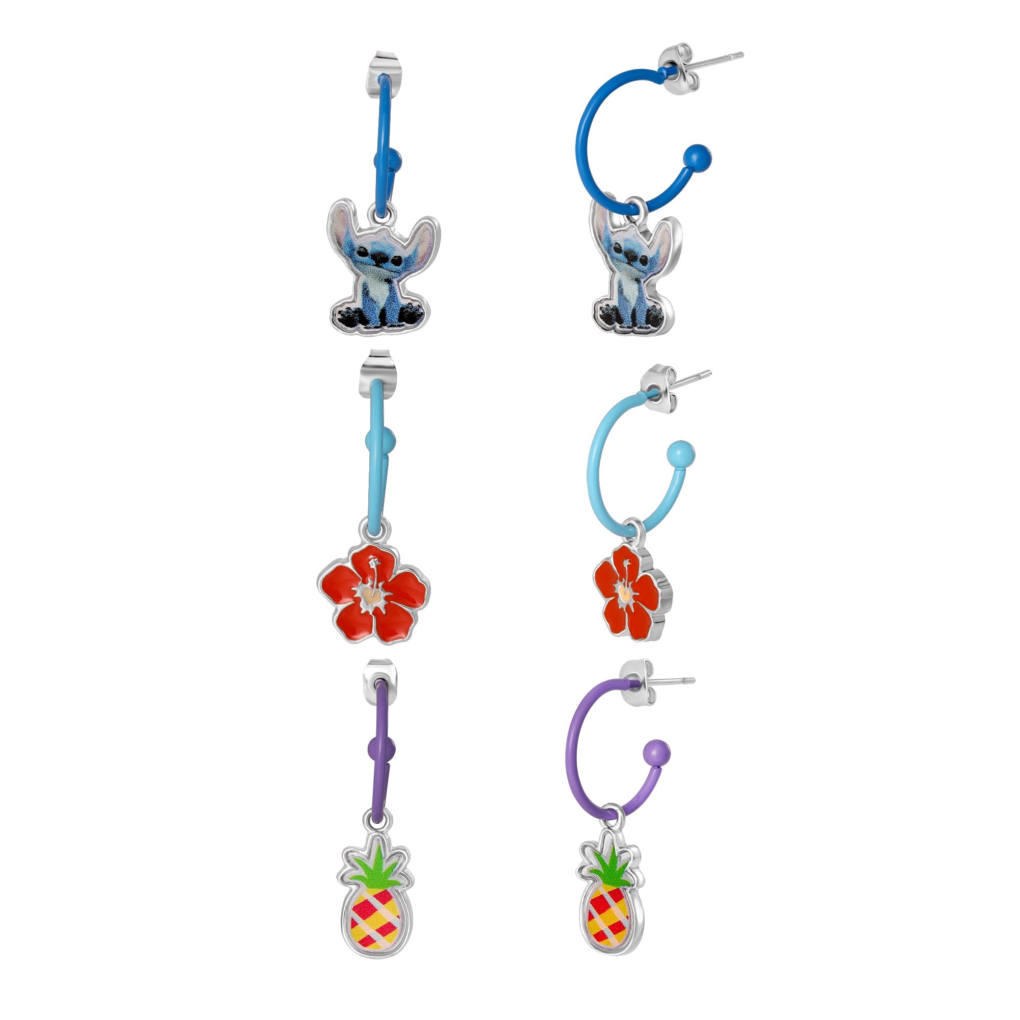 Set 3 Paia Orecchini Stitch Tropical - Disney - VitaMea - SH01511RL.CS - Orecchini - 